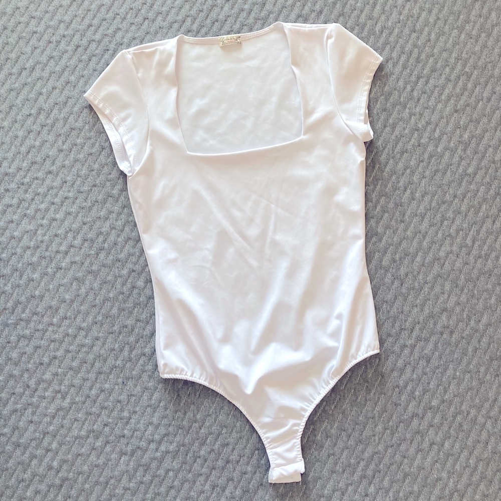 Free People White Square Neck Bodysuit size Small